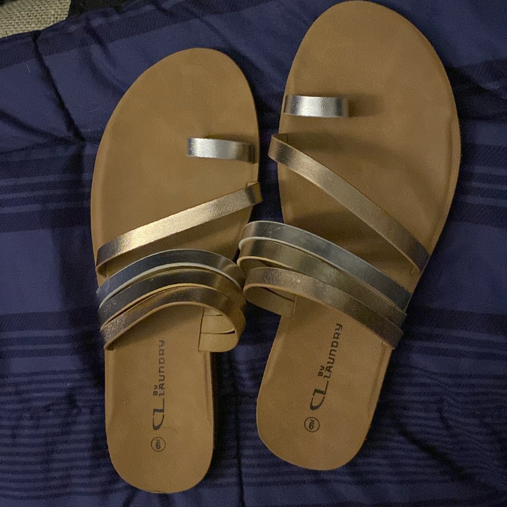 Super cute C L by Laundry Sandals. Gold, Silver and Rose Gold.  Size 9 - new